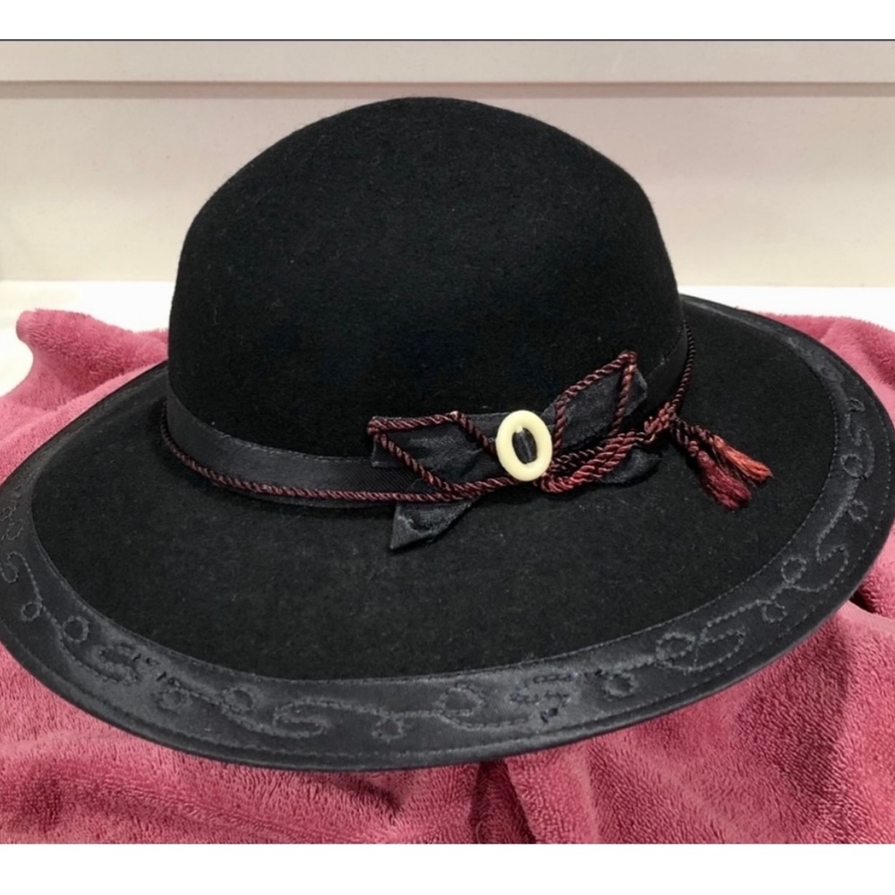 Black Wool Dress Hat - Medium 7-7 1/8